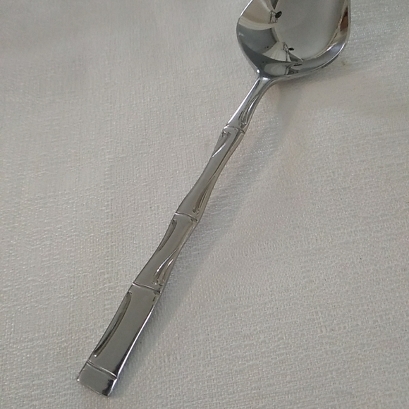 Serving Spoon Bamboo Handle Stainless Korea Flatware - Picture 3 of 7